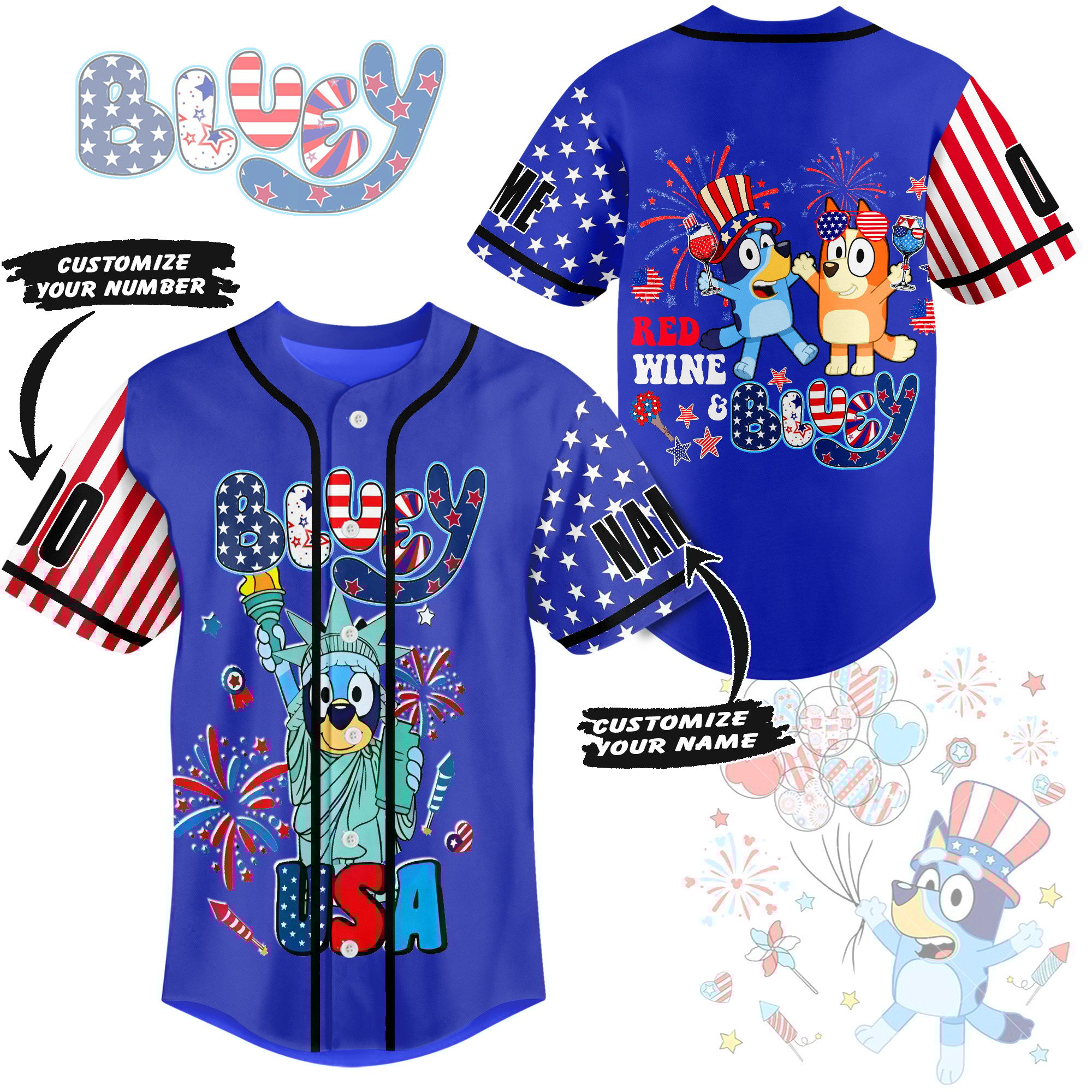 Bluey Baseball Jersey For Fans
