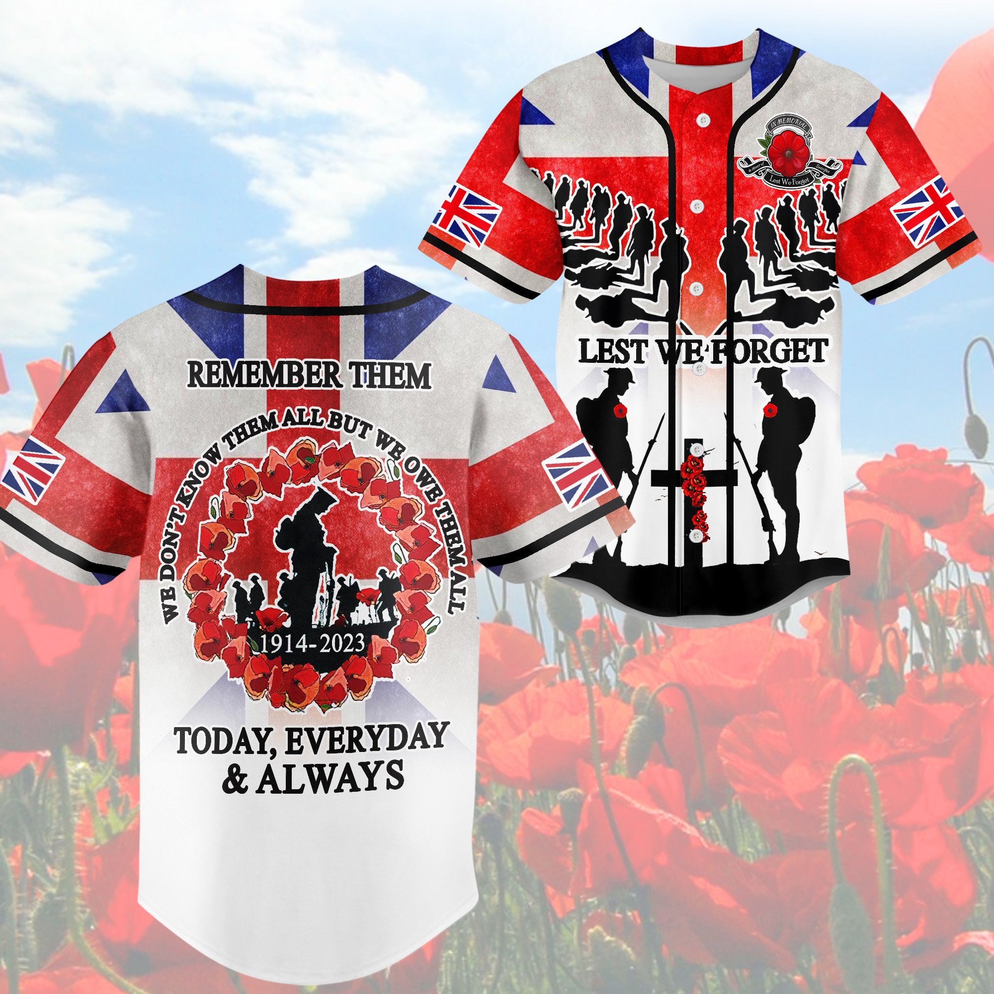 UK Veteran Remember Them We Don’t Know Them All Baseball Jersey For Fans
