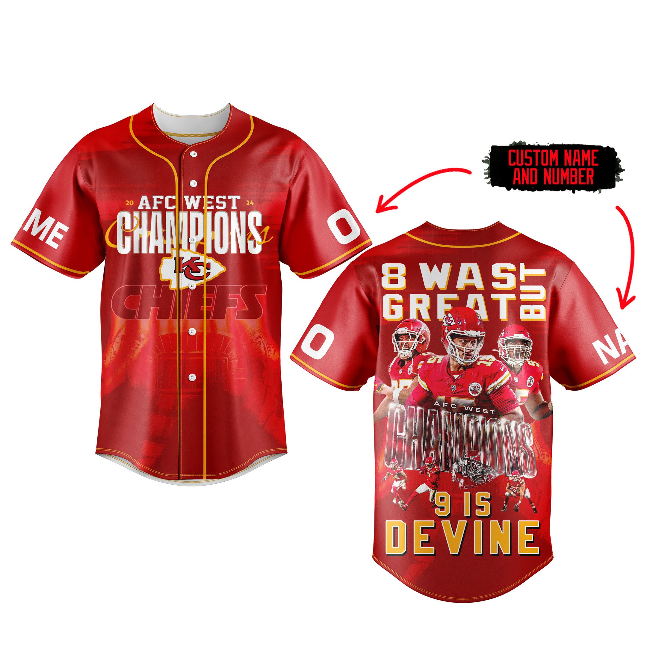 Kansas City Chiefs Style Baseball Jersey