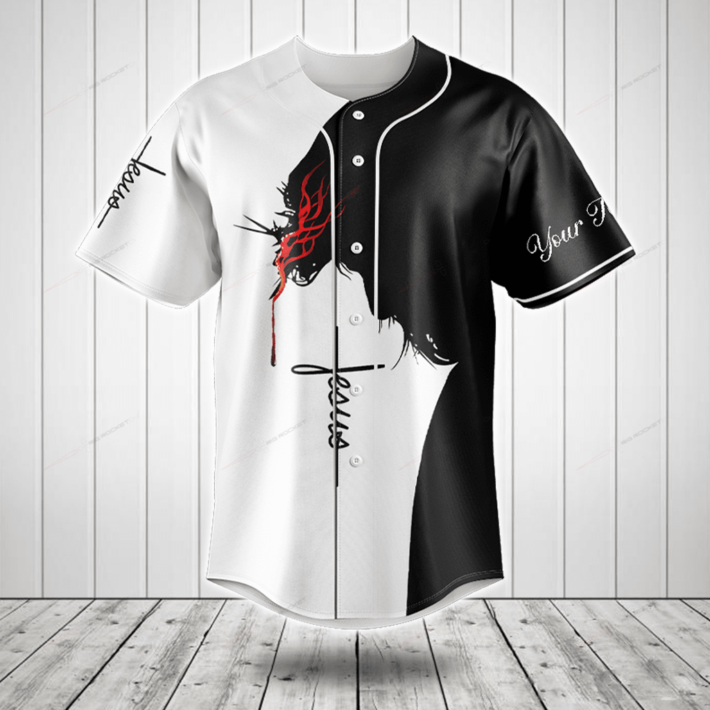 Text Jesus Because Of Him Heaven Knows My Name Custom Baseball Jersey For Fan