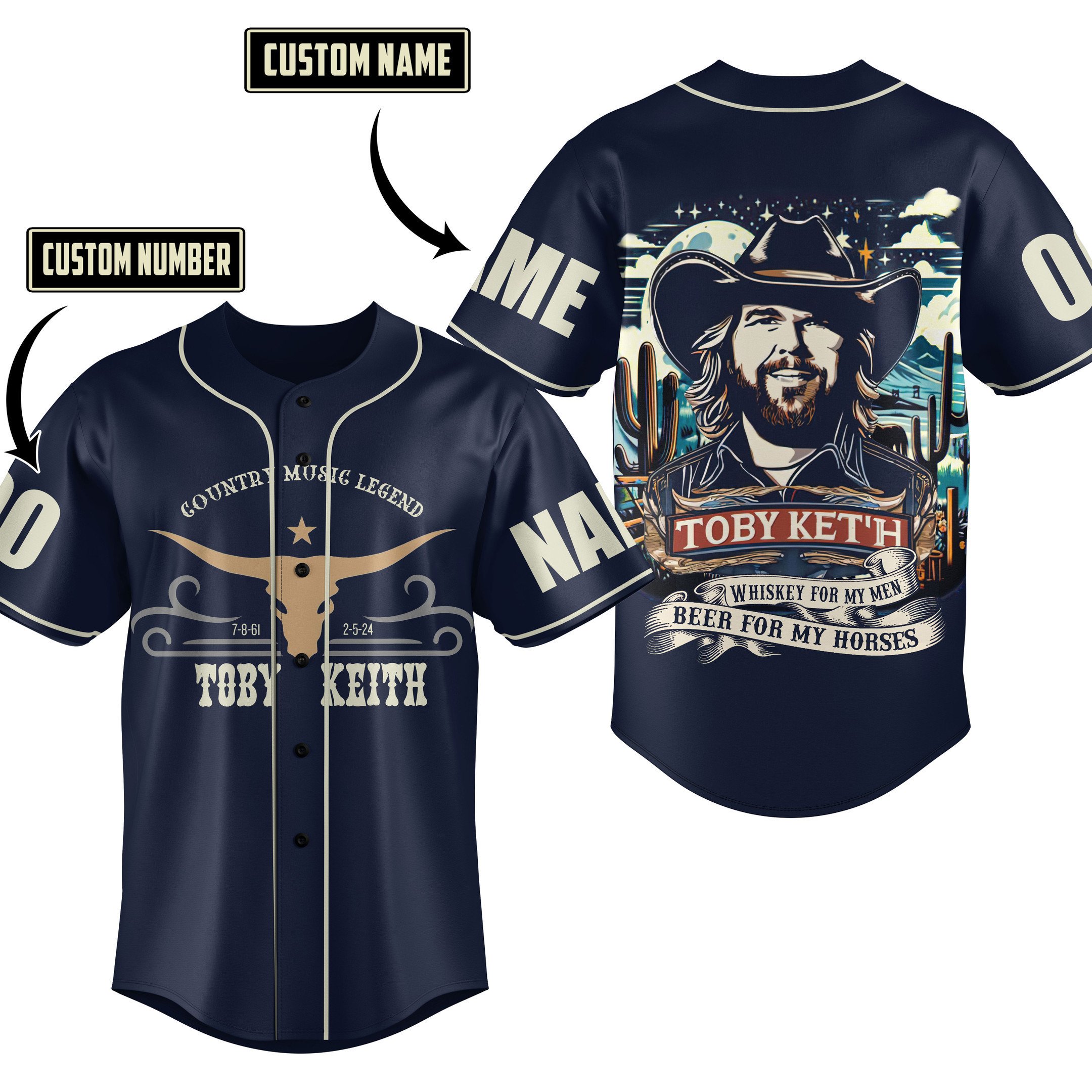 Toby Keith Style Baseball Jersey